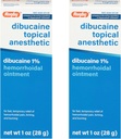 Rugby Dibucaină Anestezic Topic 1% Emorrhoid Ointment - Crema de calmare a durerii pentru mâncărimi și arsuri, tratament hemoroizi, anti-crema de mâncărime 1 Oz (2 ambalaj)