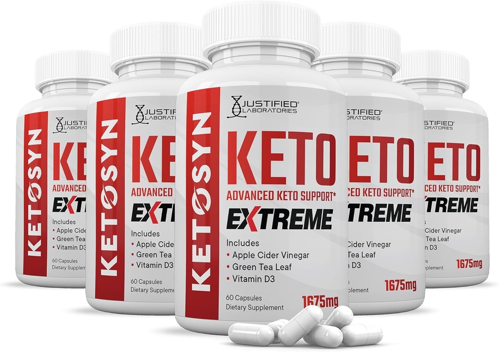 5 ambalaj) Ketosyn Keto ACV Pastile extreme 1675 MG Keto suport Blend capsule Alternative la Keto ACV Gummies Formulat cu Apple Cidru Oţet extra Fecioară Olive pulbere verde Ceai Leaf 300 capsule