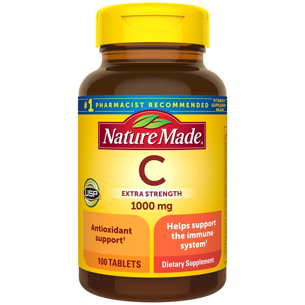 Natura făcut suplimentar de putere Vitamina C 1000 mg, Supliment alimentar pentru suport imunitar, 100 comprimate, 100 zile de aprovizionare