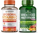 Inteligent Wellness Capsule lipozomal Vitamina C (200 Pastile 1500 mg Buffered) Absorbţie mare VIT C + alimente întregi Multivitamine pentru femei - Multi Vitamine naturale, minerale, extracte organice Bundle