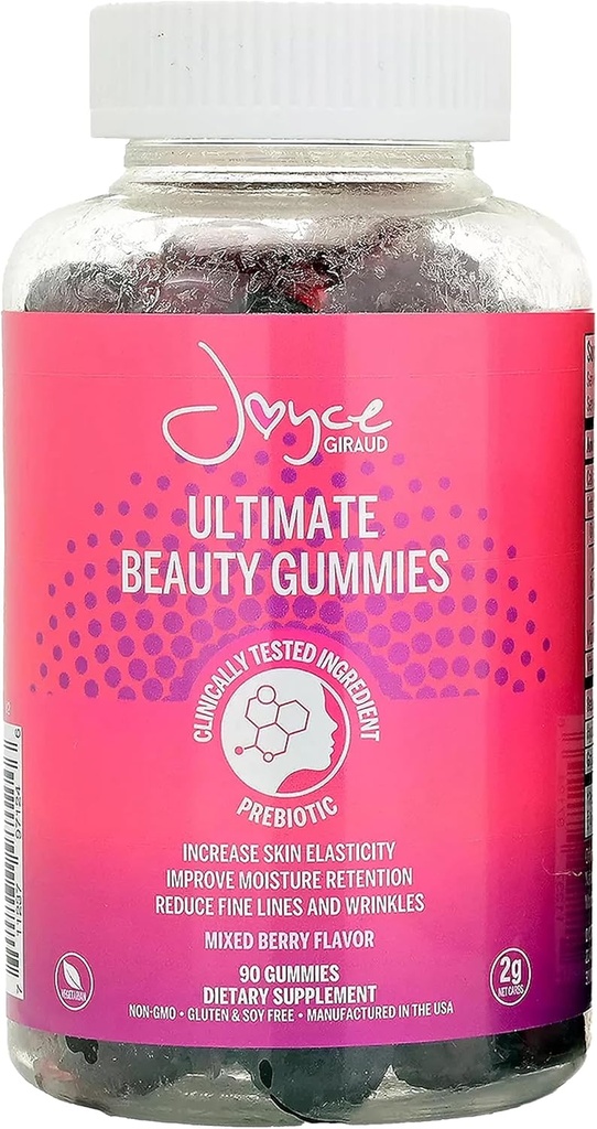 Joyce Giraud Ultimate Beauty Gummies, 30-Day Supply, Suportă Hydration piele și sănătos Skin Tone, 90 Gummies