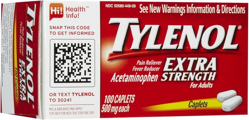 Tylenol Durere cu concentraţie suplimentară Relieiver & Fever Reductor Caplete- 100 Număr