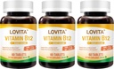 Lovita Vitamina B12 1000 mcg (B12 Vitamine ca Cyanocobalamină), Timed Release B12, Vegan-Friendly, Sprijină Sistemul nervos, 60 comprimate vegetariene (2 lună de aprovizionare) (Pachet de 3)