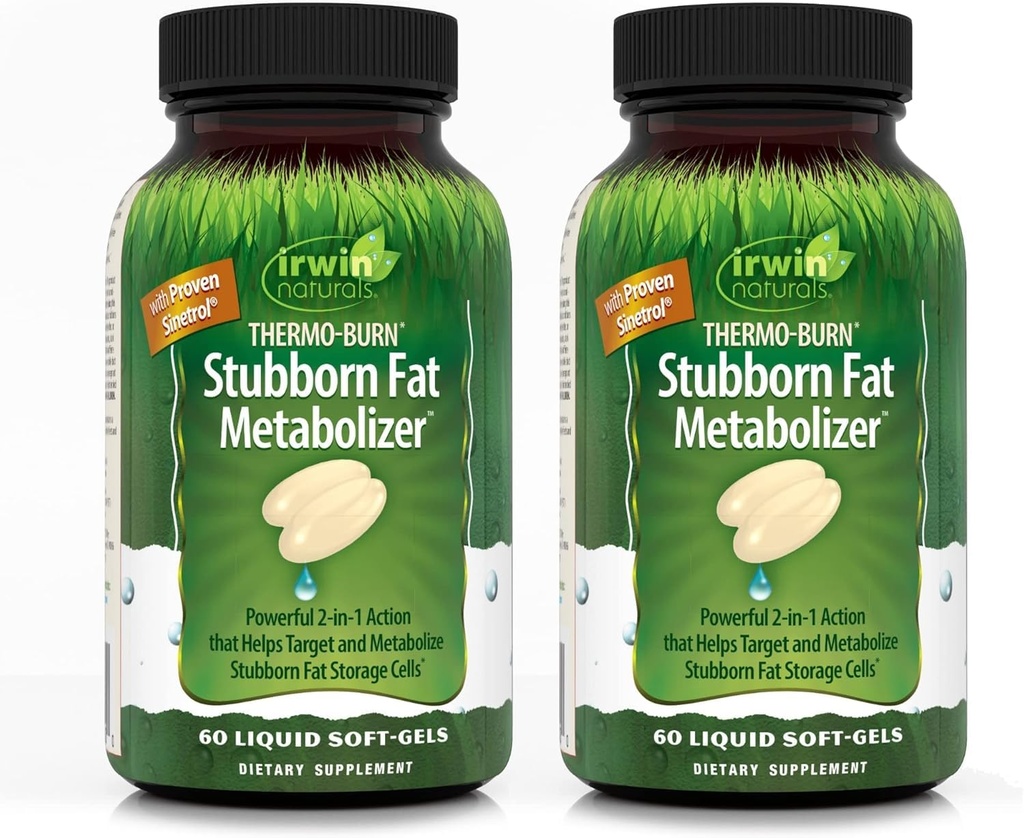 Irwin Naturals Thermo-Burn Încăpățânat Metabolizator de grăsime - 60 lichid Soft-Gels, Pachet de 2 - Ajută țintă și metabolize încăpățânat Celule de stocare a grăsimilor - 40 Serviri totale