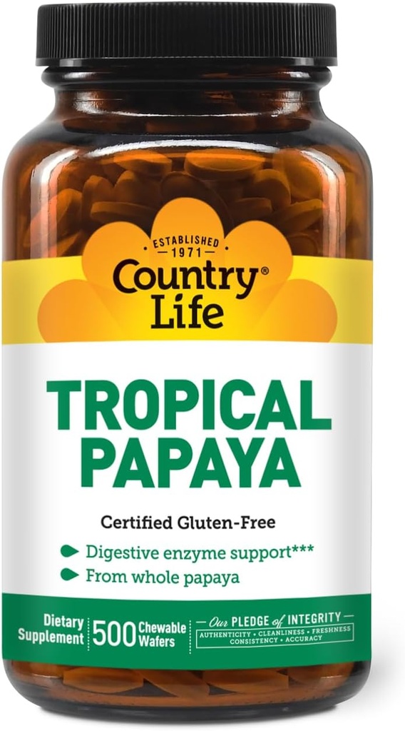 Viaţa de ţară - Natural Tropical Papaya Enzim - 500 Wafers masticabile