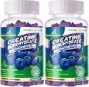 Complex de gume monohidratate pentru bărbaţi şi femei - Formula avansată W/L-Taurină + vitamina B12, Supliment masticabil fără zahăr, 180 Gume de afine 2pack