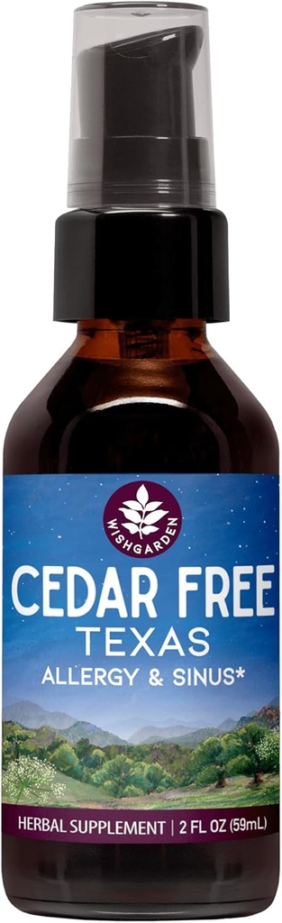 WishGarden Herbs Cedar-Free Texas Alergia & Sinus - Plant-Based Alergia Herbal Relief pentru adulți, ajută Soothe Cedar Fever Simptomele, Zone 5 Alergie Formula, Texas Cedar Fever Alergia Relief picături, 2oz