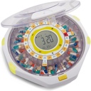 LiveFine Bluetooth Automatic Pill Dispenser, 28-Day Capacitate, Sound & Light Alerte, Key Lock, LCD & Easy Setup on The LiveFine App for Prescriptions, Medicamente, Vitamine & Suplimente - Clear Lid