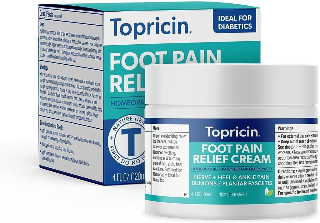 Topricină durere la nivelul piciorului terapie de ajutorare Cream (4 oz) Durere rapidă de acțiune