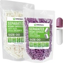 XPRS Nutra Vegan Dimensiune 00 Capsule separate - 1000 capsule Premium goale separate în pungi - 00 pastile goale pentru umplerea suplimentară DIY (Lavandă/White)