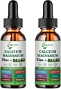 Calciu magneziu Picături de zinc lichid, Glicinat de magneziu lichid 500 mg calciu 1000 mg cu vitamina D3,K2,B6,B12,Coq10,6X mai puternic decât capsulele de gumii (2 ambalaj)