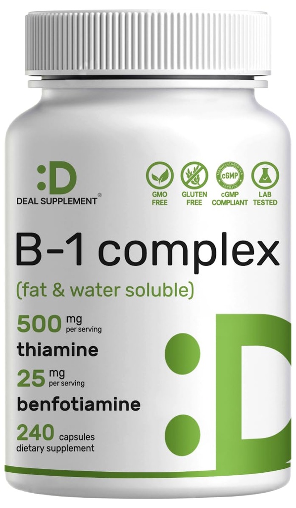 DEAL SUPLLEMENT Vitamina B1 500 mg cu benfotiamină, 240 capsule 