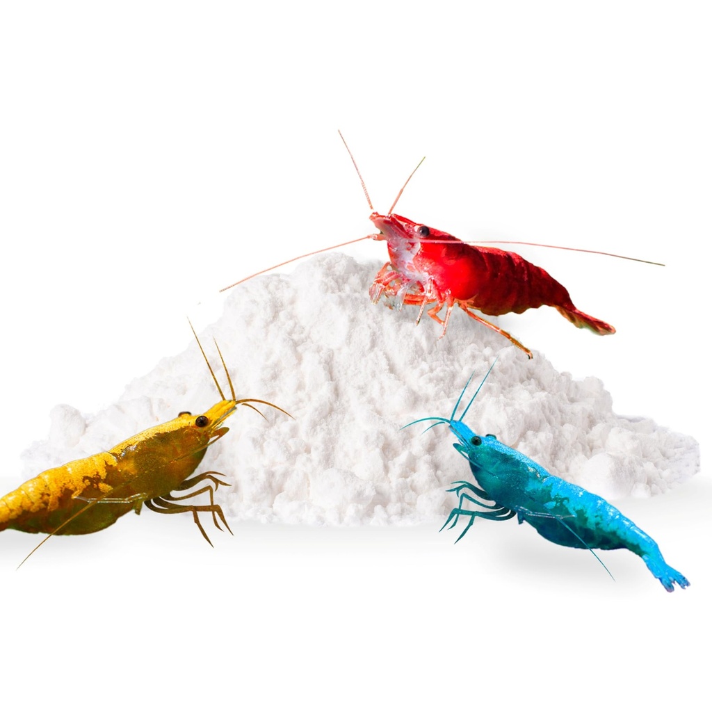 SunGrow Crevete de calciu Pudră albă, Sprijină Molting sănătos, Îmbunătățește culoarea Shell, Creștere & Putere, Îmbunătățește calitatea apei, Suport de creștere, Minerale esențiale pentru creveți de apă dulce, 1.8 oz