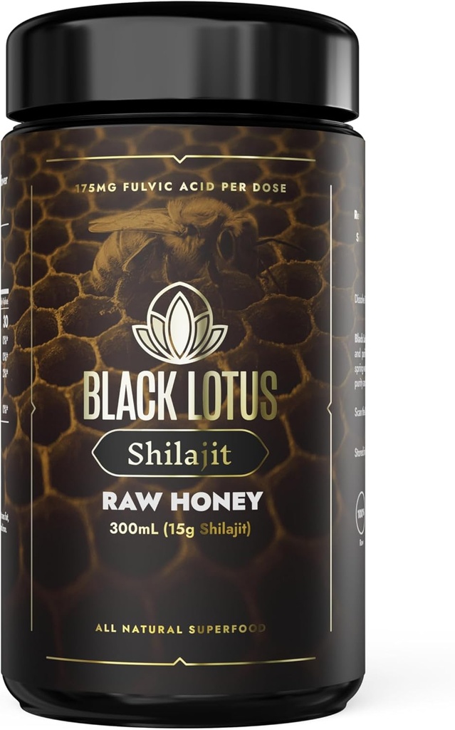 Negru Lotus pure Shilajit Resin miere cruda Tinctura lichid, 300ml, 100% Natural Shilaj pur pentru bărbați și femei, Amino Acidi, 175mg Acid fuzelian, 85 Ionic Trace Minerale, Pentru suport imun, Focus, Energie