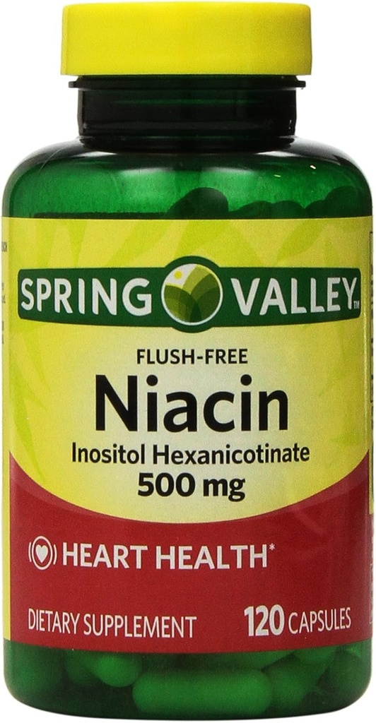 Valea primăverii - Niacină fără culoare (B-3) 500 mg, 240 capsule (2 flacoane a 120)