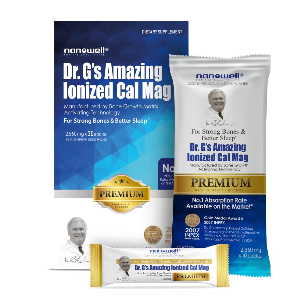 Dr. G uimitor Ionized Cal Mag 2.860 mg (Premiu) - Bone Putere și Bone Health Supliment cu Ionized Calcle & Magneziu Powder Stick Packs - 30 Sticks x 1 Pack (30 Count)