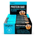 Legion Proteine Bar Blueberry Muffin - 100% Proteina Whey, Soy gratuit Baruri de proteine cu fibre prebiotice - Scăzut Fat Proteina sanatoasa Bar - Gluten gratuit, aroma natural, Baruri de proteine de zahăr scăzut (12 Conte)