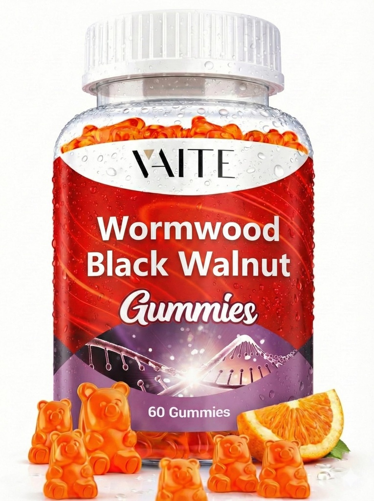 Gumiile de nuc negru - Suplimentul plantei cu Artemisia Annua Herb & Juglans nigra Hull pentru Digestive Wellness & Natural Body Cleansese, Suplimente Free Non-GMO & Gluten - 60 Gummy Chewables