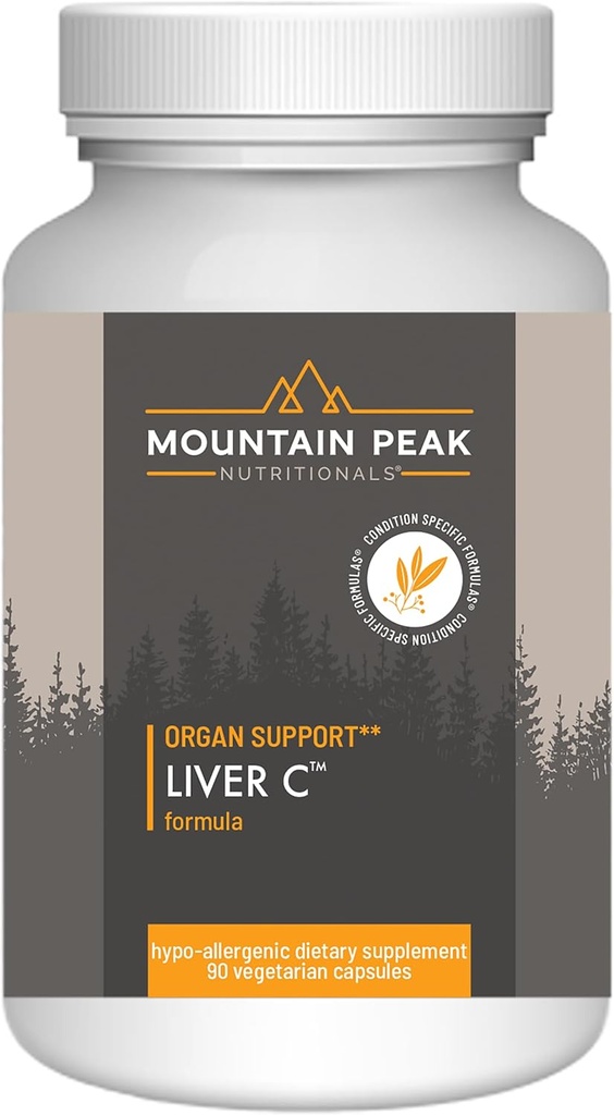 Vârf de munte Nutriții hepatice C - Suplimentul de organe ajută la menținerea funcției hepatice sănătoase și producția de energie - w/Silipos® & Ciuperci - Supliment alimentar hipoalergic (90 capsule vegetariene)