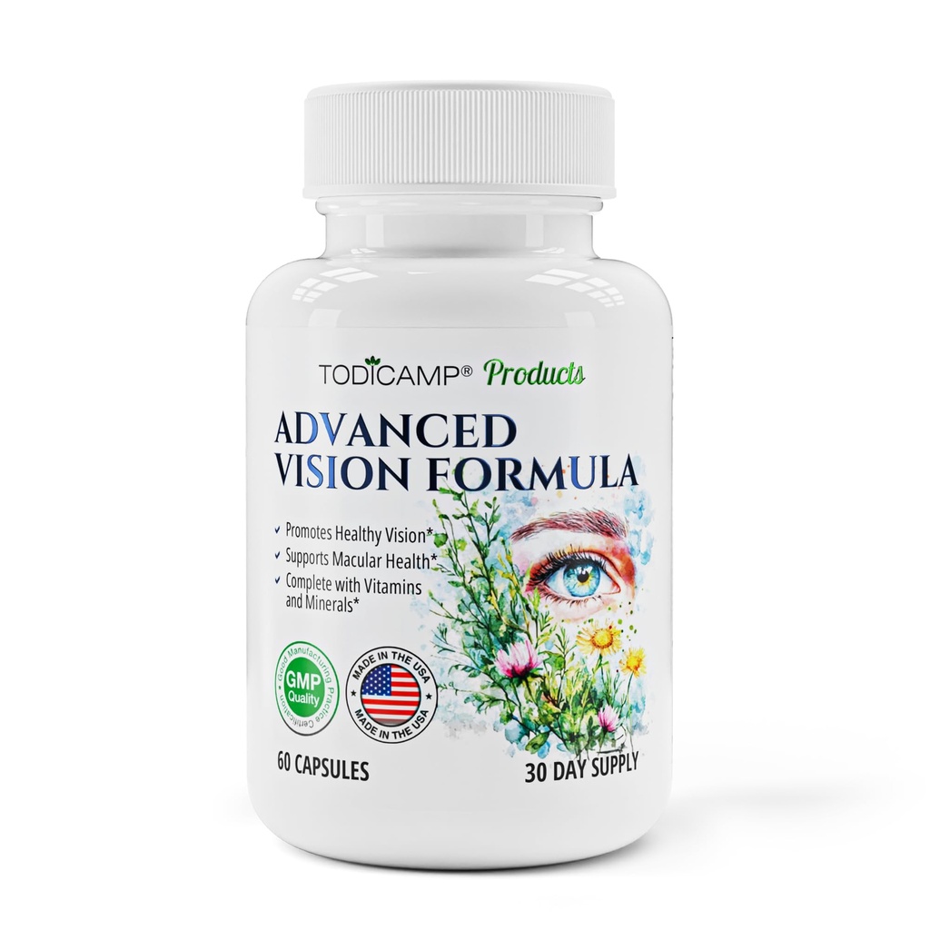 Suport macular de ochi Vitamine & Vision Suplimente Lutein 400mg, Zeaxanthin 10mg, Eyebright Herb, Licopen Supliment & Bilberry pentru ochi, Vitamine ochi pentru Seniori & Adulți