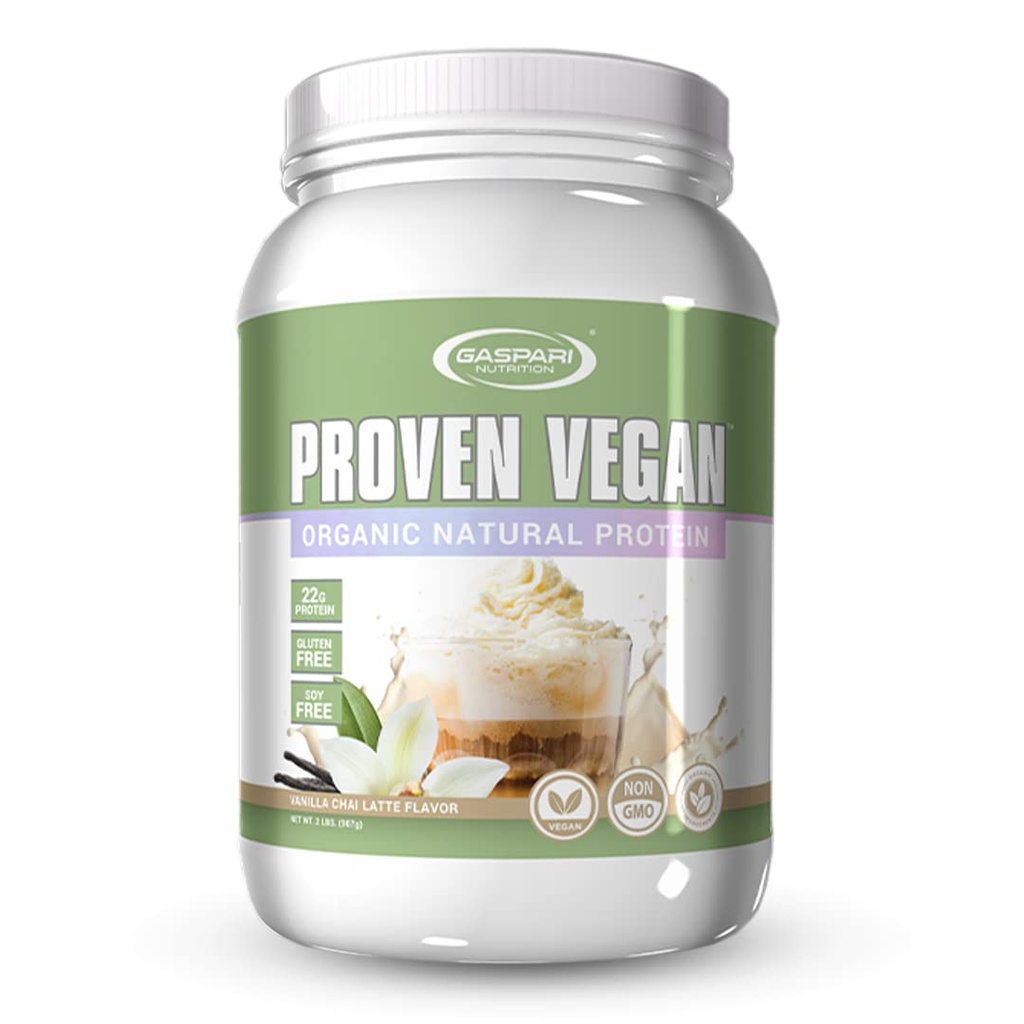 Gaspari Nutrition Proven Vegan Proteina, Proteina organica naturala, Gluten Free, Soy Free, NON OMG (2lbs, Vanilla Chai Latte)
