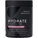 Sports Research® Hydrate Electrolytes Powder - Sugar-Free & natural arovă cu vitamine, minerale și apă de nucă de cocos - Sprijină hidratarea - Zmeură Limonadă - 90 Serviri