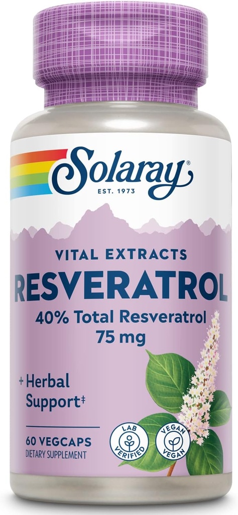 SOLARAY Garantat Resveratrol de potenta, Veg Cap (Btl-Plastic) 75mg