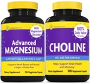 InnovixLabs Choline & Magneziu Bundle Choline Bitartrat 550 mg (100 capsule) Magneziu avansat (150 capsule). Suportă Memorie, Mood, Brain Health & Boost Cognitive.*