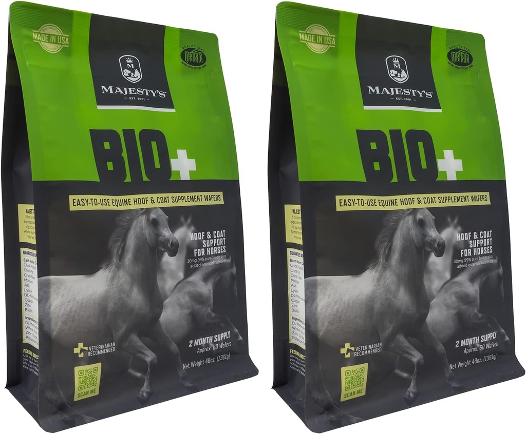 Maiestate BIO+ Biotin Wafers - Superior Horse/Equine Hoof and Coat Supplement - Copper, Zinc, Lysine, Metionina (2 Pack (120 Count Total)))