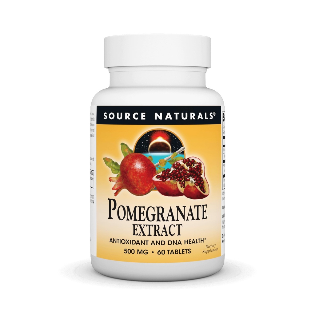 Sursa Naturale Extract de rodii 500mg complet de fructe integrale Acid elagic antioxidant și adăugat fibre - 60 comprimate