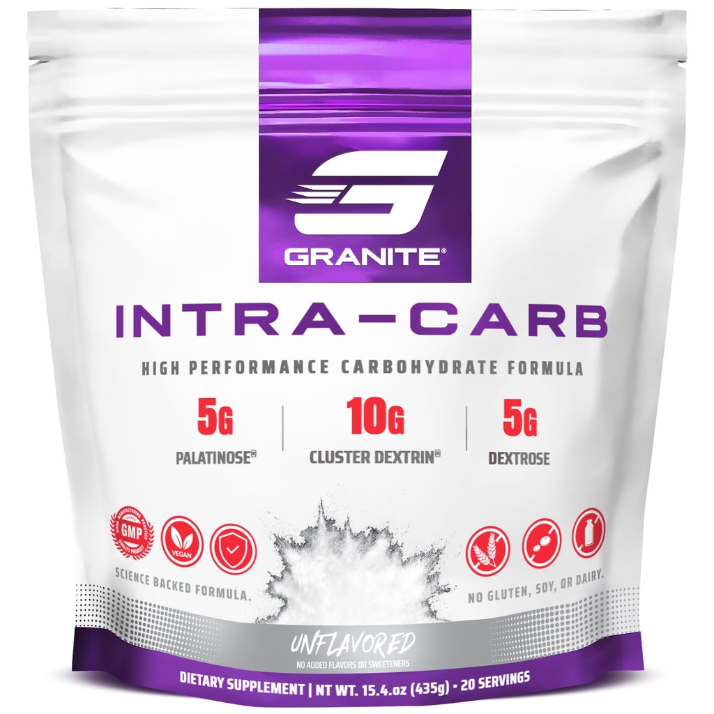 Granit Intra Carb pulbere, nearomate, de înaltă performanță Carbohidrat Blend cu Cluster Dextrin, Palatinoză, & Dextroză, Suporturi energie și formare (20 serviri)