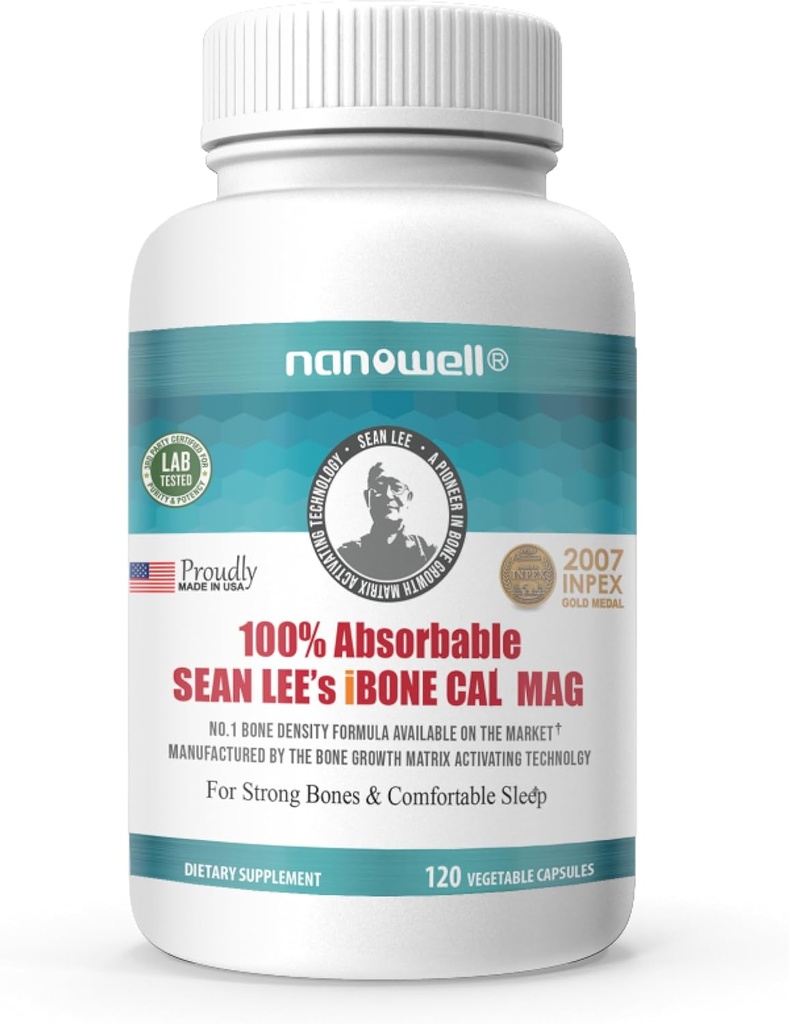 NANOWELL Sean lui iBone Cal Mag - Bone Health, Calciu & Magneziu Supliment - 120 capsule vegetale, 30 zile de aprovizionare