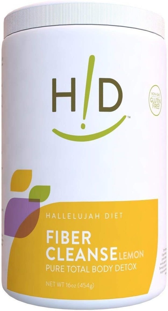 Hallelujah Diet Fiber Cleanse Powder - Lemon Aromă de lămâie, Psyllium și Flax Seed-Based Powder, Elimină Toxine și reface Optimal Bowel Function, Natural Colon Cleanse Supliment - (16 oz)
