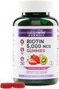 NatureWise Biotin Gummies - Sustine parul sanatos, piele si unghii puternice - Vitamina B7 5000mcg - Frumusetea naturala - aroma de capsuni-Kiwi - Vegan, non-GMO, gluten gratuit - 60 Conte[30 zi de aprovizionare]