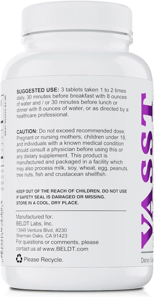 BELDT Labs VASST oxid de azot Booster, N.O. Supliment cu peste 3000 mg de Arginine-AKG, OKG, GKG, și L-Arginina HCL pentru construirea musculare și creșterea vascularității - 90 comprimate