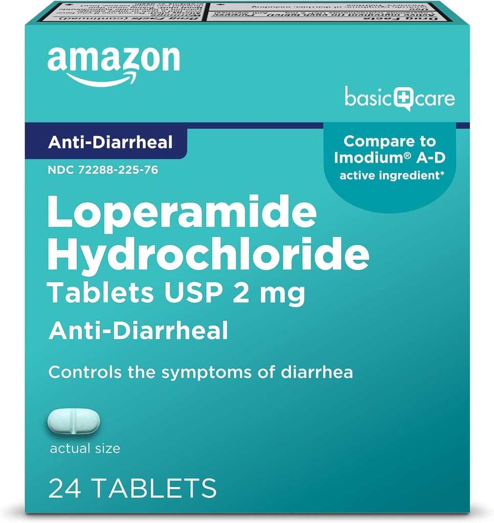 Îngrijire de bază Loperamidă clorhidrat comprimate, 2 mg, anti-Diareal, 24 Număr (Pachet de 1) (Pachetul poate varia)