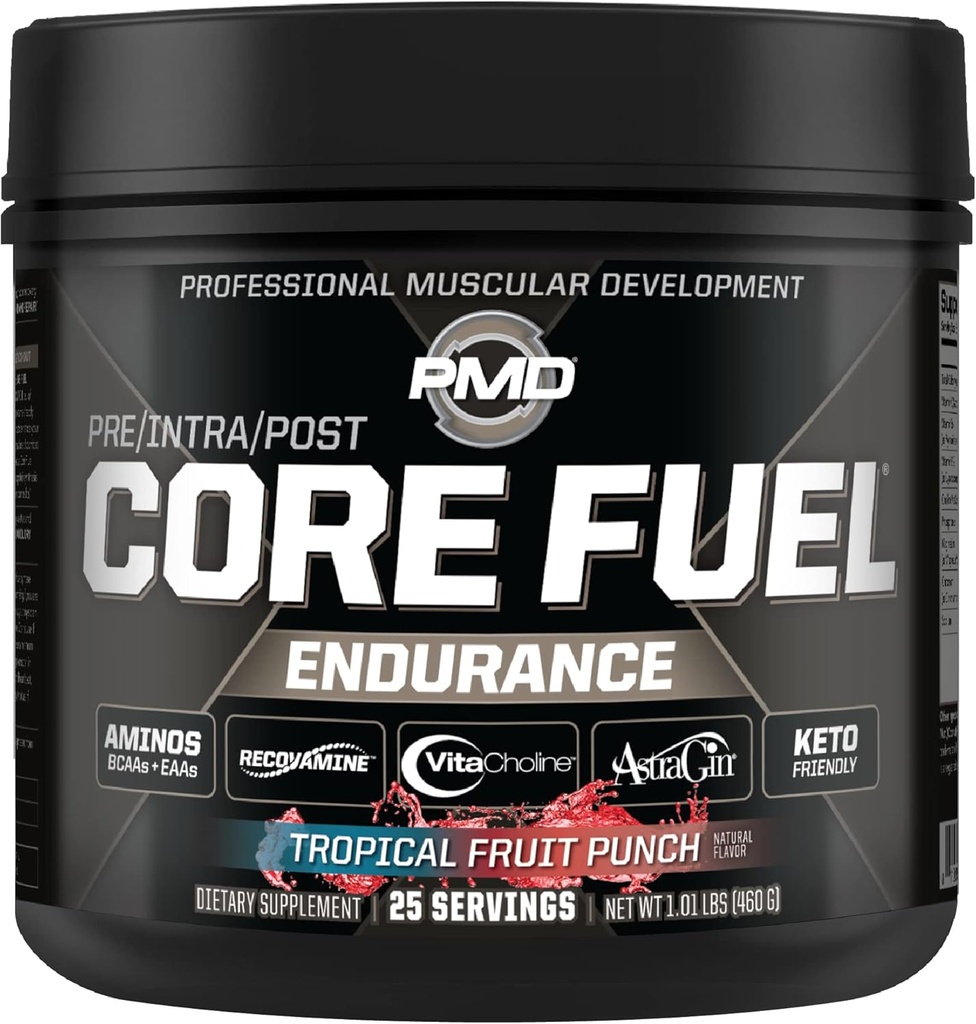 MPD Sports Core Fuel Endurance, Performance & Recovery - BCAAs, EAAS, Beta Alanine, Betaine Anhydrous, Glutamina, Electrolites - crestere musculara, Putere - Stim liber, Tropical Fruit Punch (25 Servings)