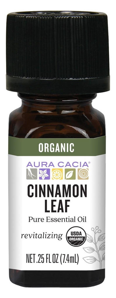 Aura Cacia Organic Cinnamon Leaf Ulei esențial, 0.25 Ounce