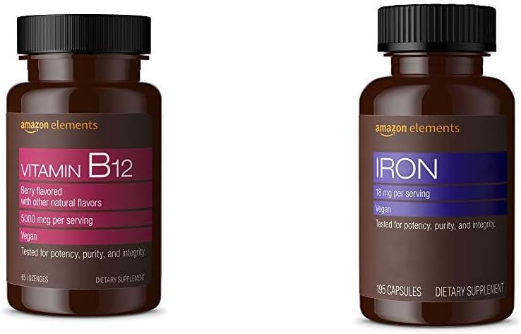 Elemente Vitamina B12 Methylcobalamină 5000 mcg Berry arome Lozenge și elemente de fier capsule 18mg