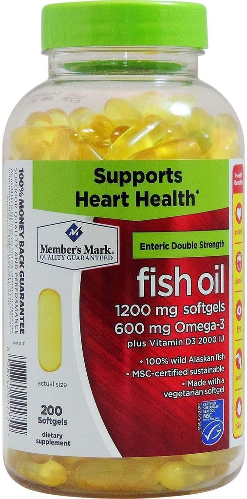 Ulei de peşte cu dublă forţă enteric 1200mg (200 softgels)