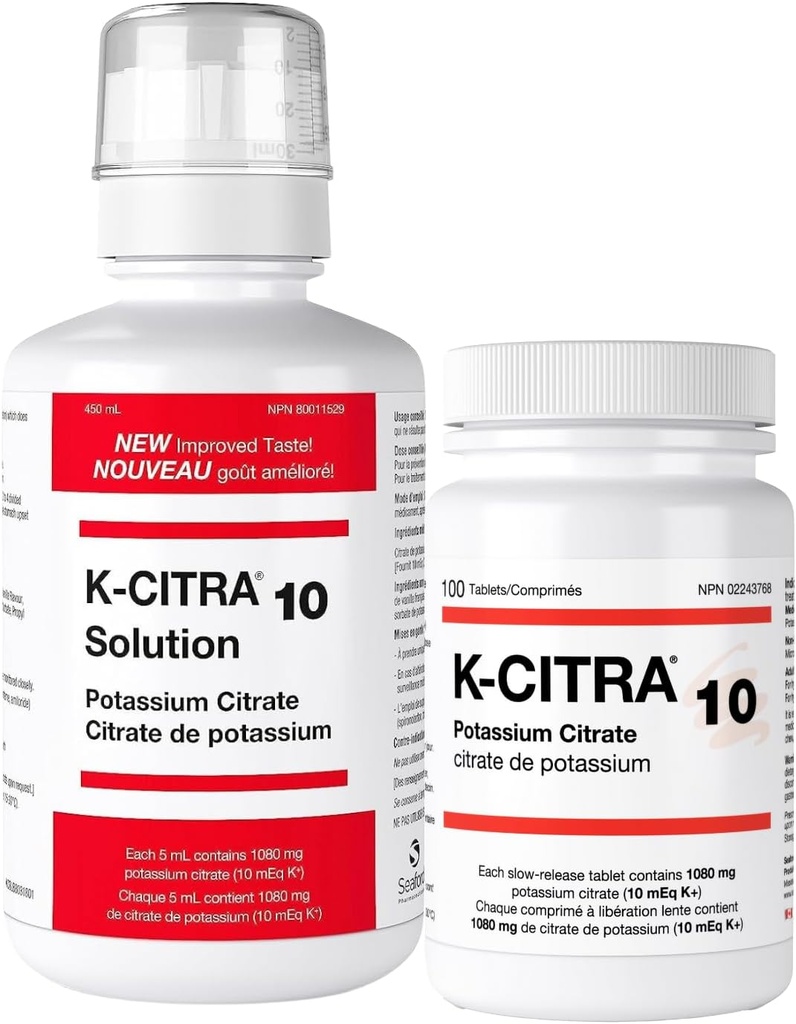 100 comprimate - Suplimentul Citrat de potasiu - Terapia eficace Alkali & regim de dozare simplu - Cel mai bun pentru Depleția de potasiu și pietre renale - conține 1080 mg de Citrat de potasiu per comprimat