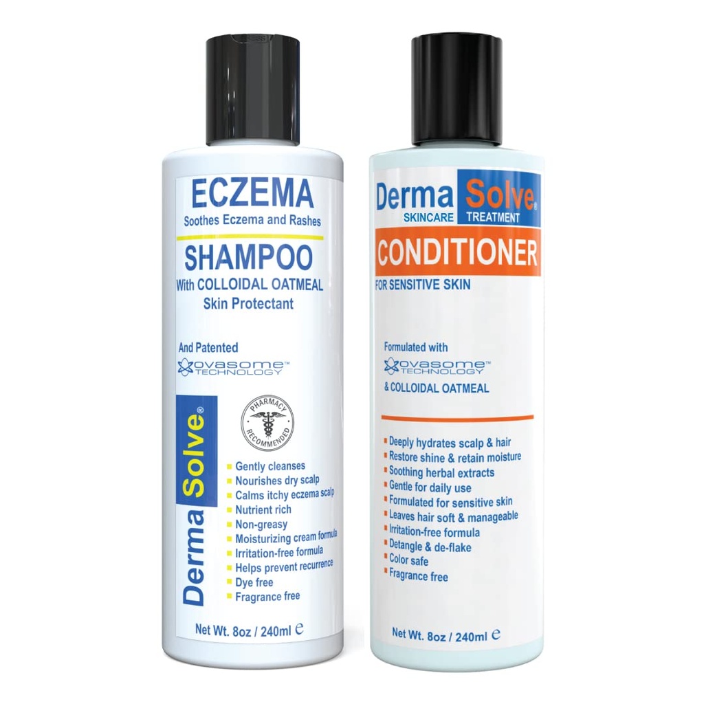 Eczema Shampoo & Balsam (Combo Pack) - Flare Control Scalp & fulg Relief Terapia care protejează, moisturizes, și reparații ale pielii de DermaSolve - Copii și adulți - Steroizi gratuit