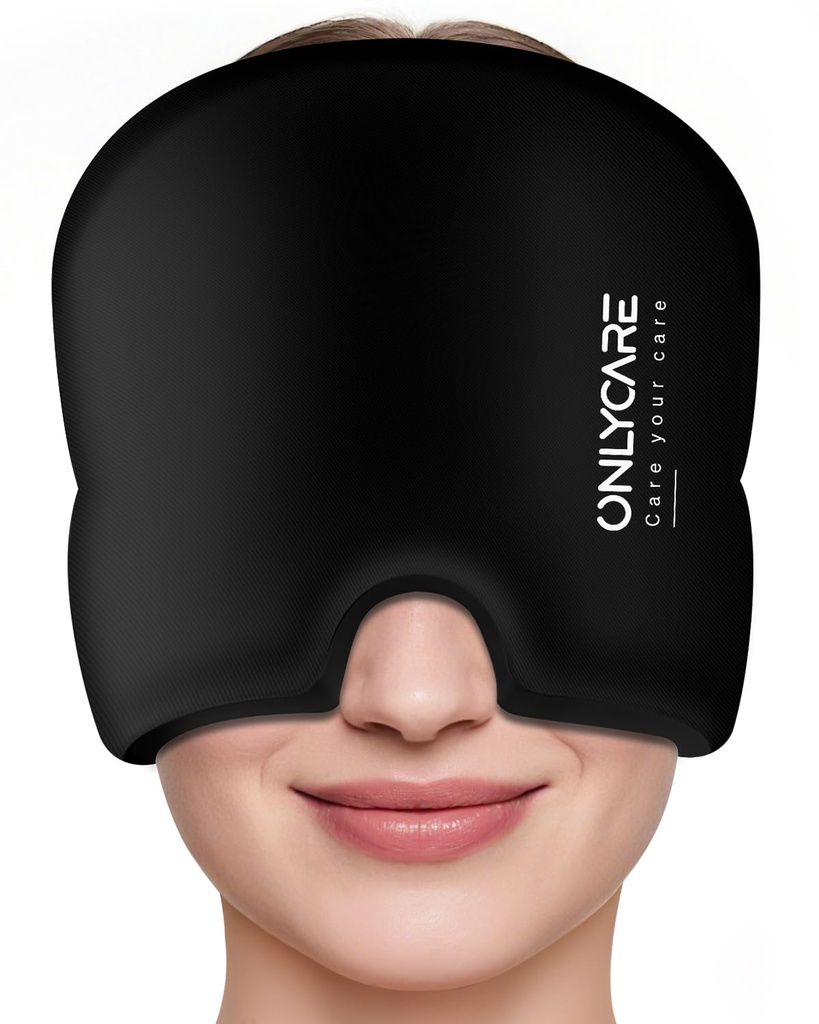 DOARCARE Migrene Relief Cap, Soothing Migrene Mask, Upgraded Odorless Gel Ice Head Wrap, Hot and Rece Terapie, FSA-HSA eligibile Headache Pack pentru Tensiune și Stres (Negru)