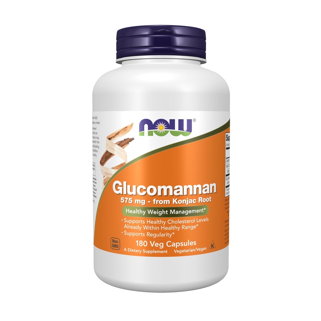 now Foods Suplimente, Glucomannan (Amorphophallus konjac) 575 mg, Sprijină Regularitatea*, Management sănătos al greutăţii*, 180 Capsule Veg