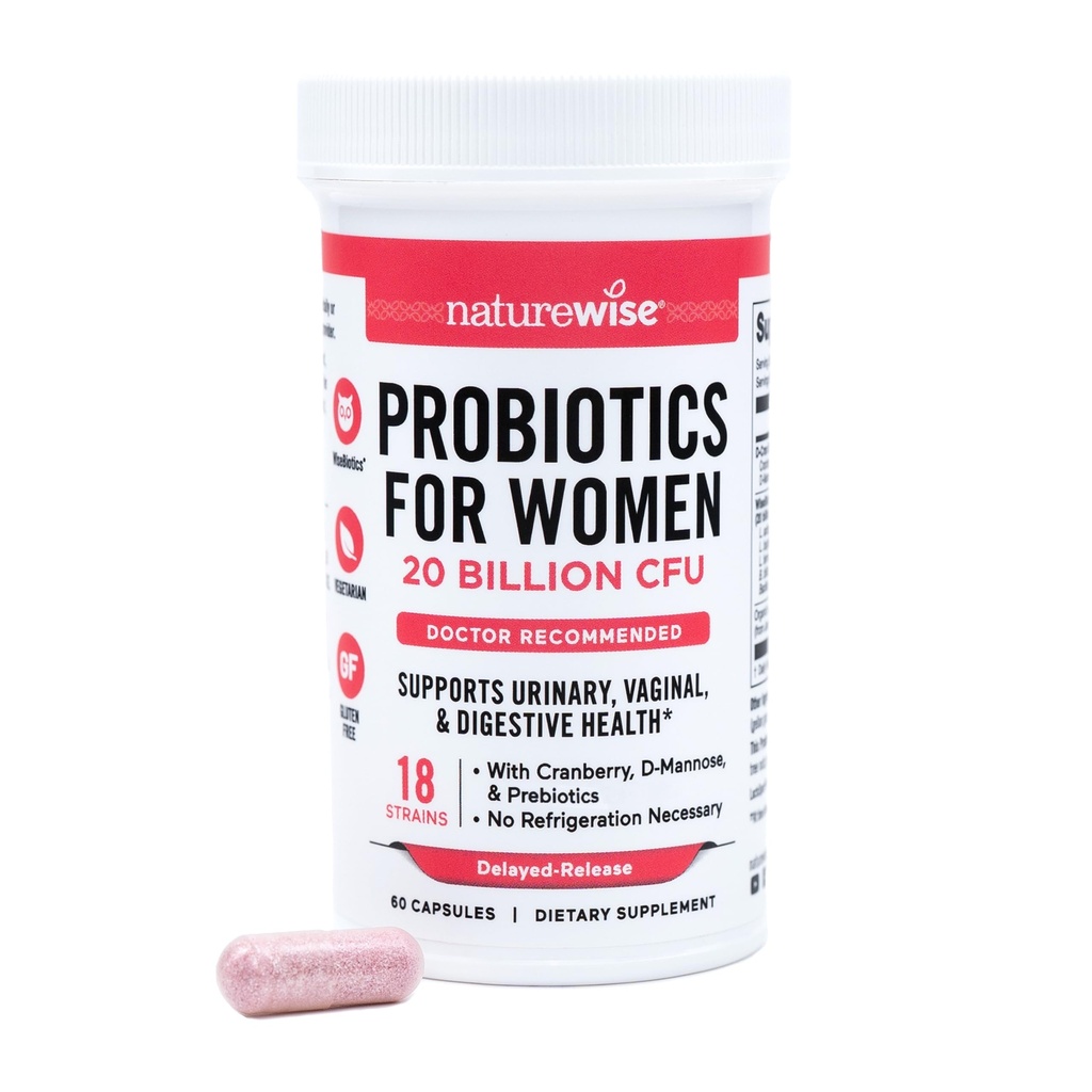 Probiotice naturale pentru femei + Prebiotice organice D-Mannose & Cranberry - Probiotice vaginale pentru echilibru PH, Digestive & tract urinar - 18 tulpini, 20 miliarde CFU - 60 capsule[60 zi de aprovizionare]