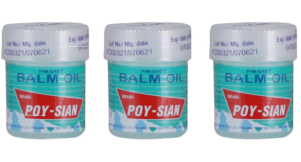 Poy-SIAN Thai Pim-Saen Cotton Nasal Inhalator 8 ml (Pachet de 3)