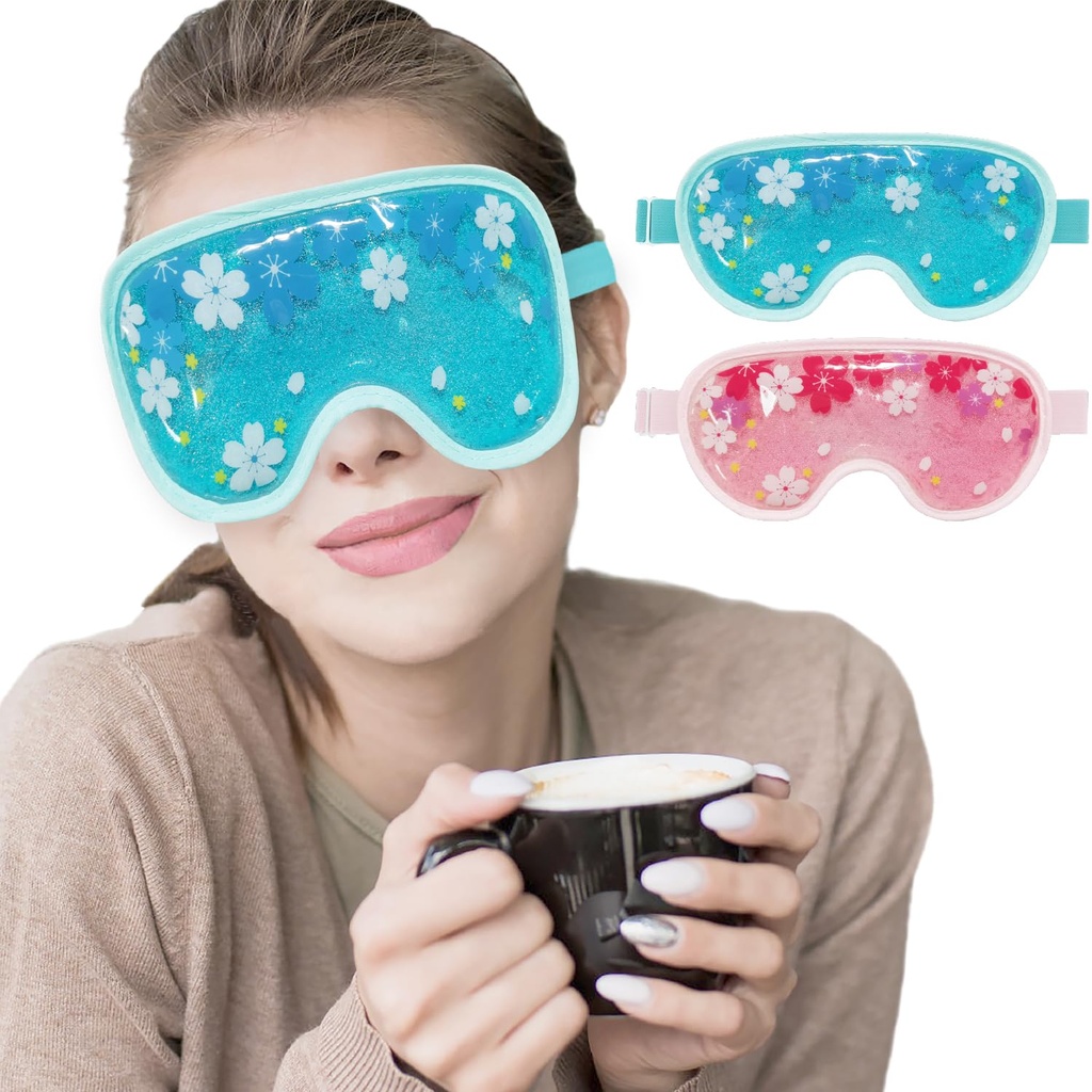 ZNÖCUETÖD Ice Mask Gel Răcire 2 Packs Rece Reutilizabil Comprese ochi Ice Pack pentru cercuri întunecate și Puffiness, Migrene, Stresss Relief