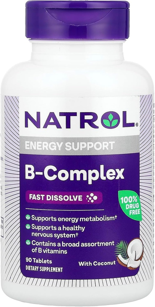 Natrol B- Complex, Dizolvare rapidă, Nucă de cocos, 90 comprimate