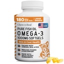 Wild Omega 3 ulei de pește pentru câini - 180 capsule Softgel pentru piele sănătoasă și haina - mari 1000 mg pastile de pește de pește pentru topire, piele uscată mâncărime, și pete fierbinți - Pet Omega Somon Supliment