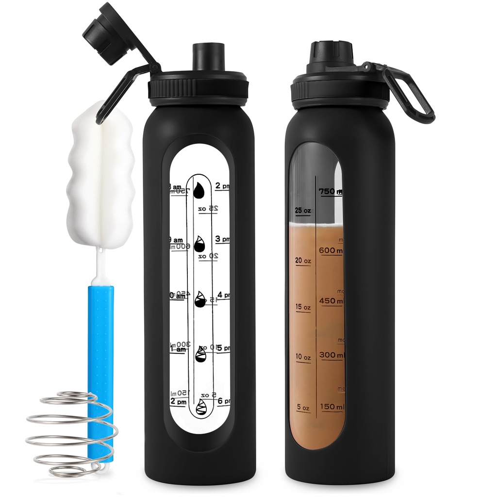 Sticluță de agitator de sticlă 34oz/1L negru sticla de proteine Shaker cu Shaker Ball sticle de Shaker mare pentru amestecuri de proteine blender de pulbere portabil sticla de apă pentru sport antrenament